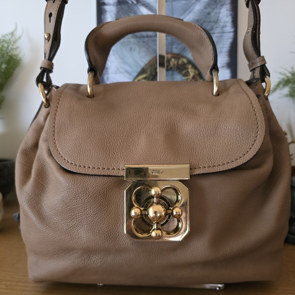 Chloe Mauve Leather Bag with Gold Accents